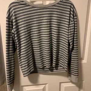 Grey/ black striped waffle long sleeve